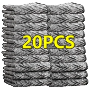 20 centimetri Filo di Acciaio Panno di Pulizia Antiaderente Olio di Ferro Dishrag Cucina Pan Pentola Piatti Pan Straccio Napoli Strofinaccio Stracci Maglia Lavaggi 1