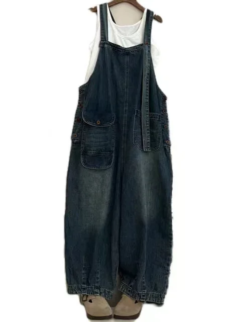 Women's Denim Overalls Loose Wide Leg Casual Vintage Artistic High Waist Long Pants Summer 2025 New Sle Retro Commute Sle