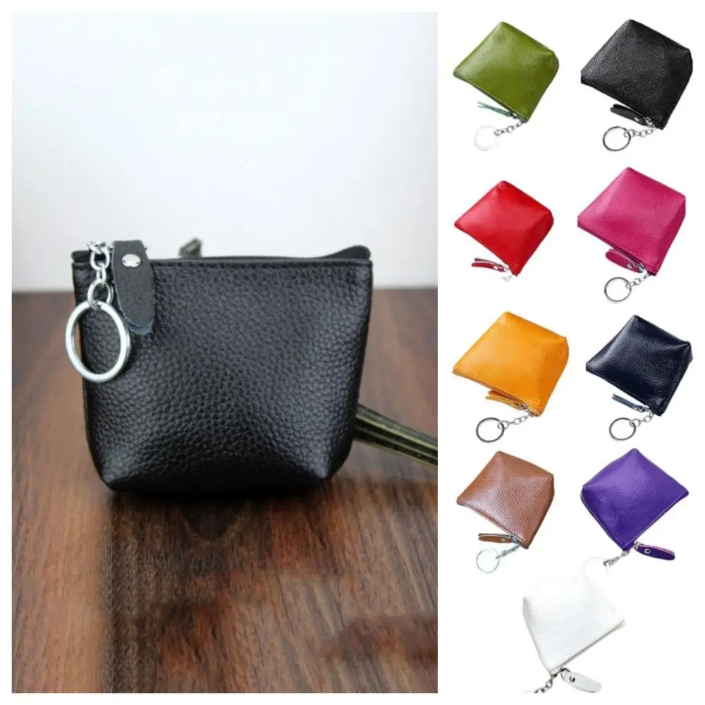 

Mini Small Leather Coin Purse Soft Korean Style Solid Color Lipstick Storage Bag Card Holder Zipper Short Clutch Bag Male
