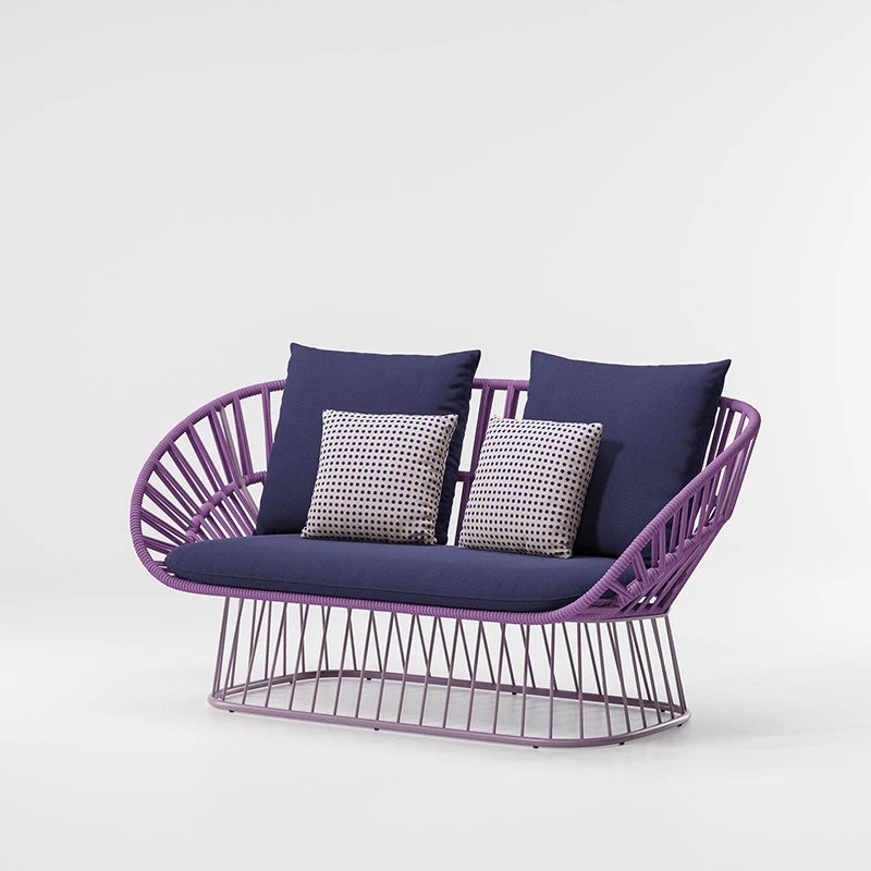 

European Style Modern Hotel Use Furniture Rope Weave Outdoor 2 Seater Garden Sofa