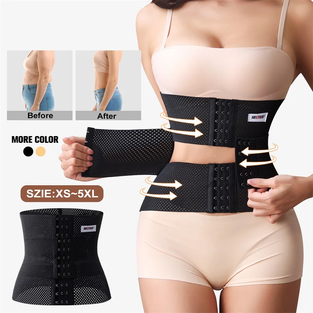 MISTHIN Corset Women Black Shapewear Postpartum Girdle Breathable Double Belt Waist Trainer Lose Weight Slimming Body Sculpting