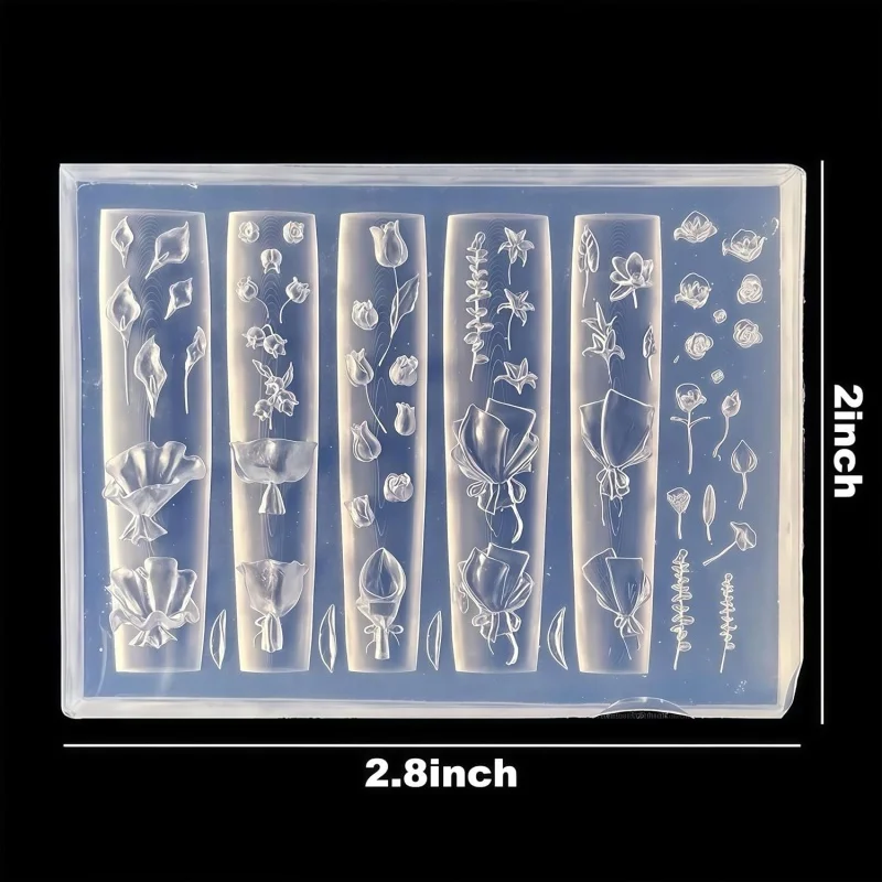 3D 네일 몰드 꽃다발 꽃, 실리콘 도구 아트 Y2k 장식