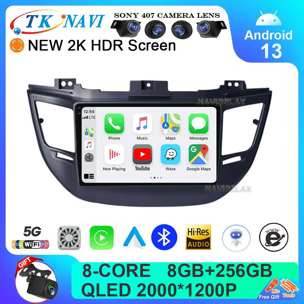 

Автомобильная магнитола 9 "Android 13 для Hyundai Tucson IX35 3 2015 2016 2017 2018, головное устройство DSP 2Din, мультимедийный видеоплеер, навигация GPS