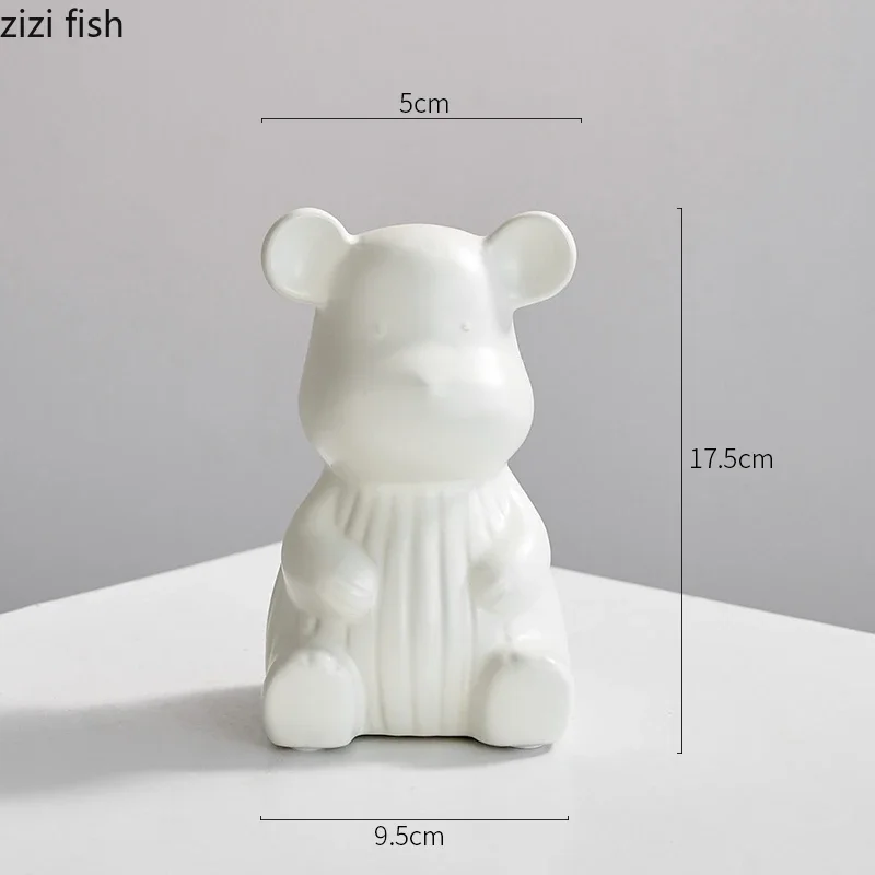 Creative Bear Ceramic Vase Dining Table Ornament Flower Arrangement Utensils Hydroponic Vase Living Room Aesthetic Decoration 5