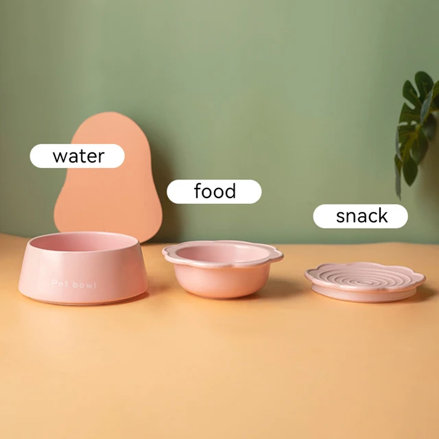 Cat Ceramic Bowl 3 in 1Multifunctional Pet Food Water Snack Plates Bowls Small Dogs Meal Plate and Water Bowl Combination Set 4