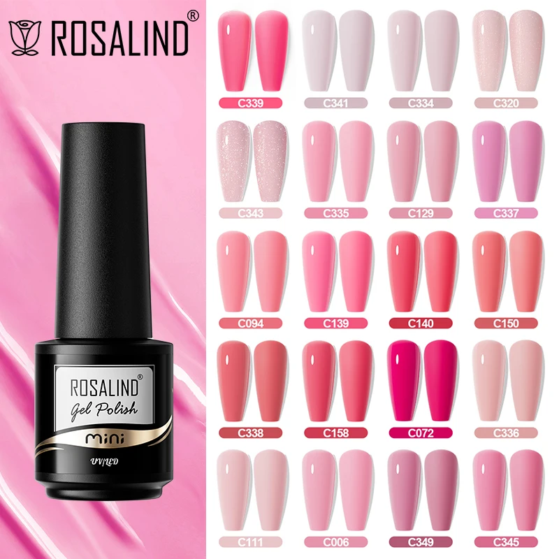 ROSALIND Pink/Purple Gel Nail Polish All For Manicure Semi Permanent Soak Off Gel UV LED Varnishes Base Top Matte Coat