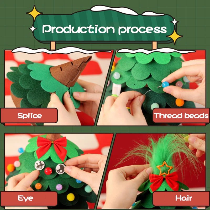 Christmas Felt Christmas Tree Material Package Tree Desktop Decoration Handmade Gift Bag DIY Kid Kid Gifts