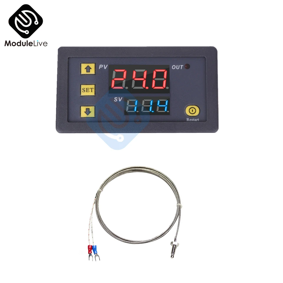 Thermostat Numérique W3230 220V Avec Affichage LED Double - Contrôle Chauffage/refroidissement, Réglage De Plage Et Calibration