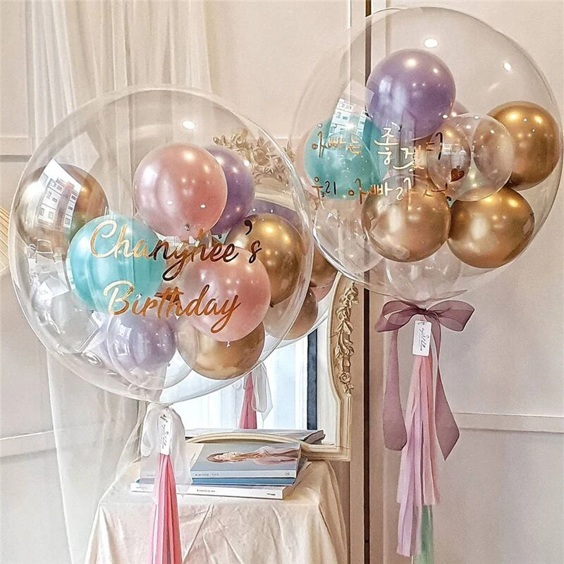 1/2/3pcs 20cm Wide Neck 30inch PVC Transparent BOBO Balloon Bouquet Floral Gift Wrapping Birthday Party Decor Wedding Engagement