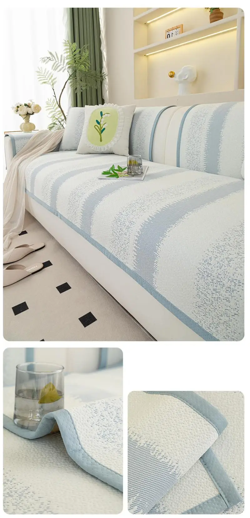 Sommerlicher, kühlender Sofabezugstoff, rutschfest und wasserdicht, Sofakissenbezugstoff, Handtuch, universelle Sofabezüge, Dekoration für Zuhause – Detail 12