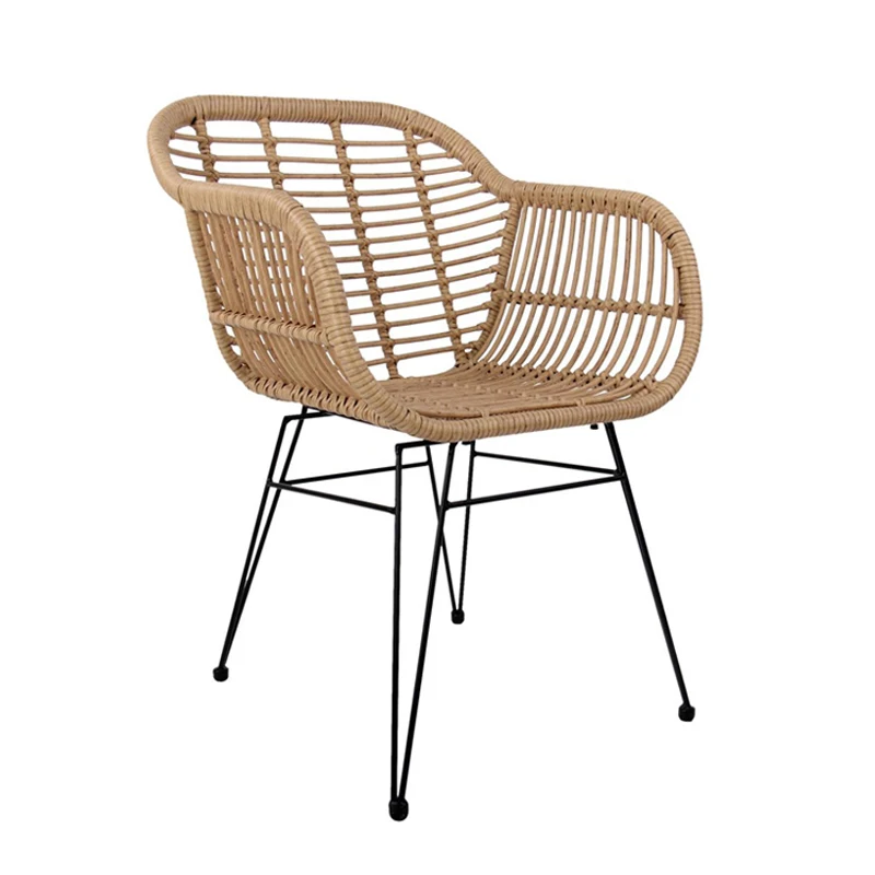 Silla decorativa con tapicería de ratán, silla de comedor de ratán con cojín, sillón de ratán antiguo francés