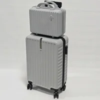 Ensemble de 2, valise à roulettes et combinaison de valises de 20 pouces, matériau rigide anti-chute et résistant à la pression en PP, rangement en couches, fermeture à glissière 4