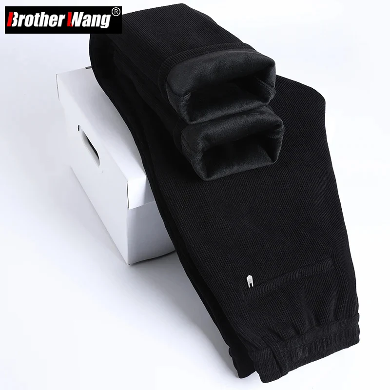 

Men's Thickened Corduroy Pants Fleece Winter New Casual Straight Comfortable Warm Plush Trousers Male Brand Clothing