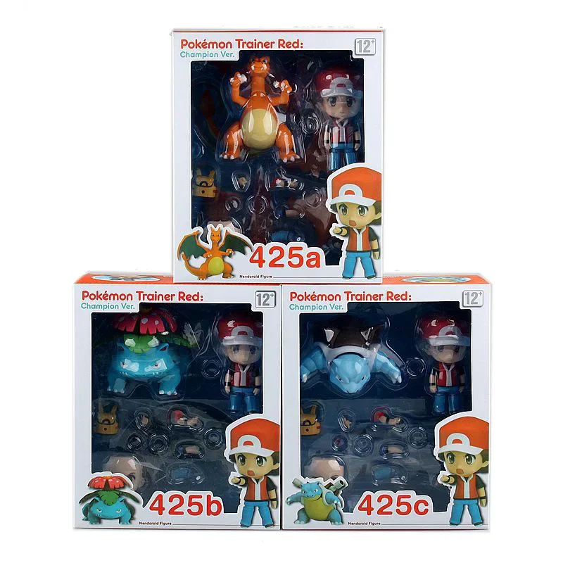 

Pokemon Ash 20th Anniversary Champion Edition Red Q Edition Clay Ketchum Charizard Bulbasaur Blastoise Action Figure Model Toys