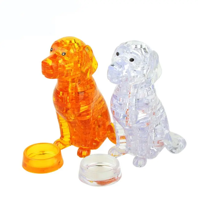 

3D Crystal Dog Puzzle Toy DIY Golden Retriever Assembly Model Jigsaw Birthday New Year Gift For Kids 12 Zodiac Building Blocks