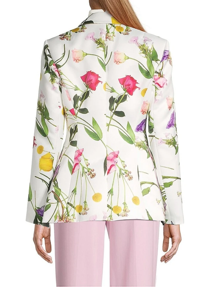 Elegant Floral Long Sleeve Women's Blazer