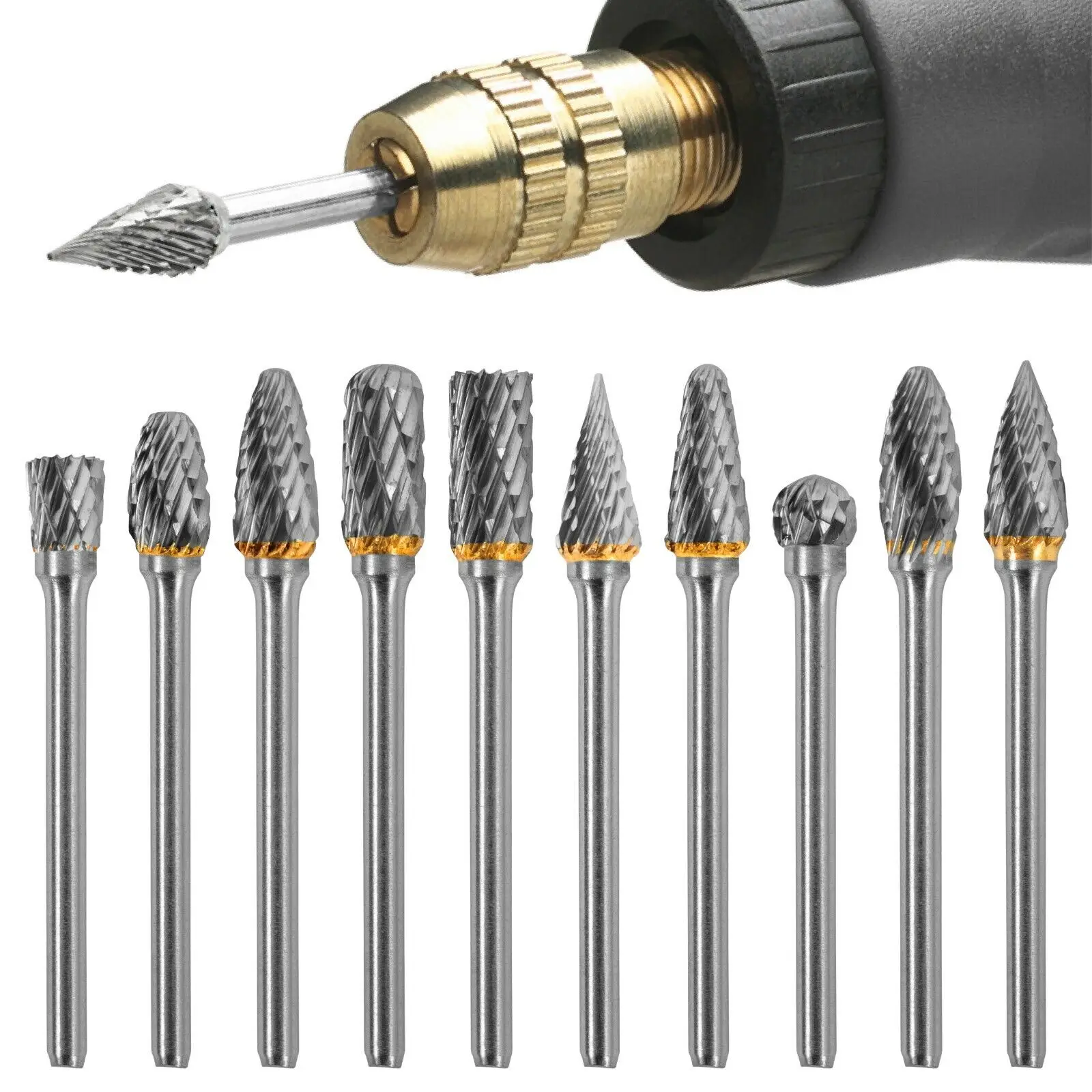 Fresas Rotativas De Carburo De Tungsteno Con Mango De 1/8 De Pulgada 3x6mm  Brocas De Metal De Diamante De Molienda De Madera Para