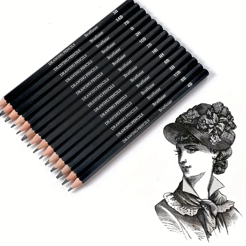 Professional Art Drawing and Sketching Pencil Set 4H/2H/HB/B/2B/3B/4B/5B/6B/7B/8B/10B/14B Writing Stationery - 6
