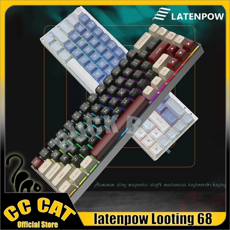Latenpow 마그네틱 축 키보드, 유선 키보드, 게이머 키보드, 68 키, 핫 스왑 커스텀 키보드