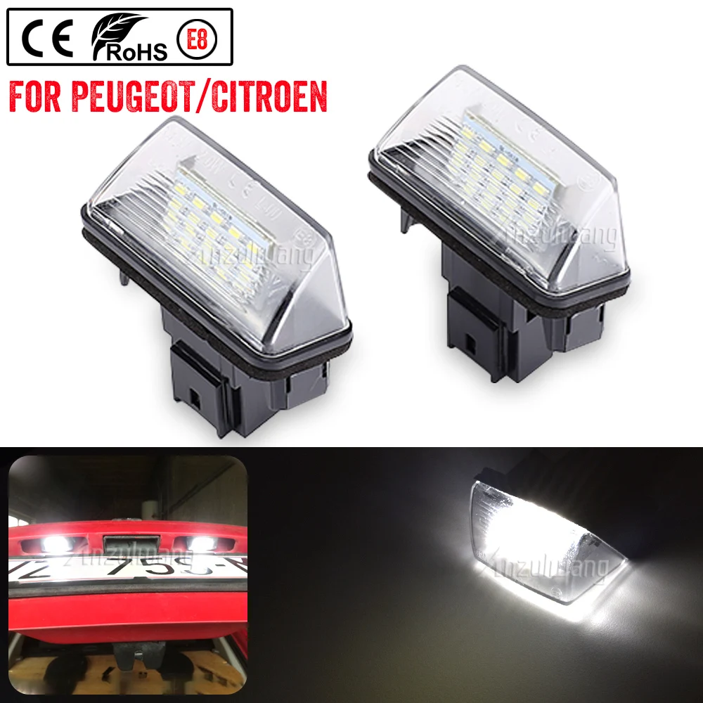

2Pcs/set 18 LED License Number Plate Lights Lamp For Peugeot 206 207 307 308 406 Citroen C3/C4/C5/C6