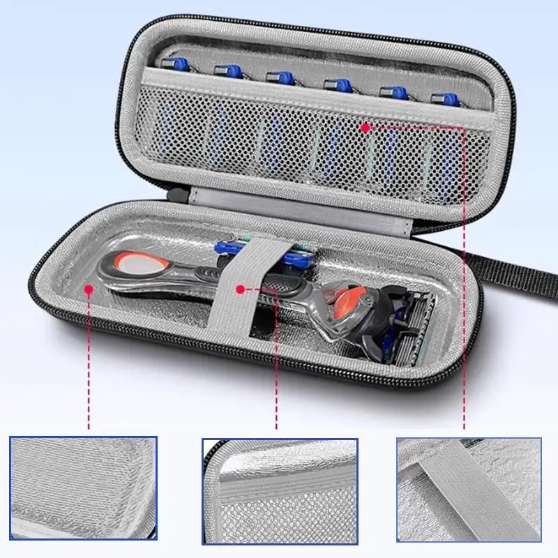 1PC 남성용 면도기 보관 상자 방수 면도기 여행 케이스 메쉬 포켓 면도기 가방 보호 케이스 면도기 지퍼 여행 상자