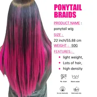 Extensions de cheveux synthétiques colorées à clips, 5 pièces, Extensions de cheveux colorées arc-en-ciel pour femmes et filles 2