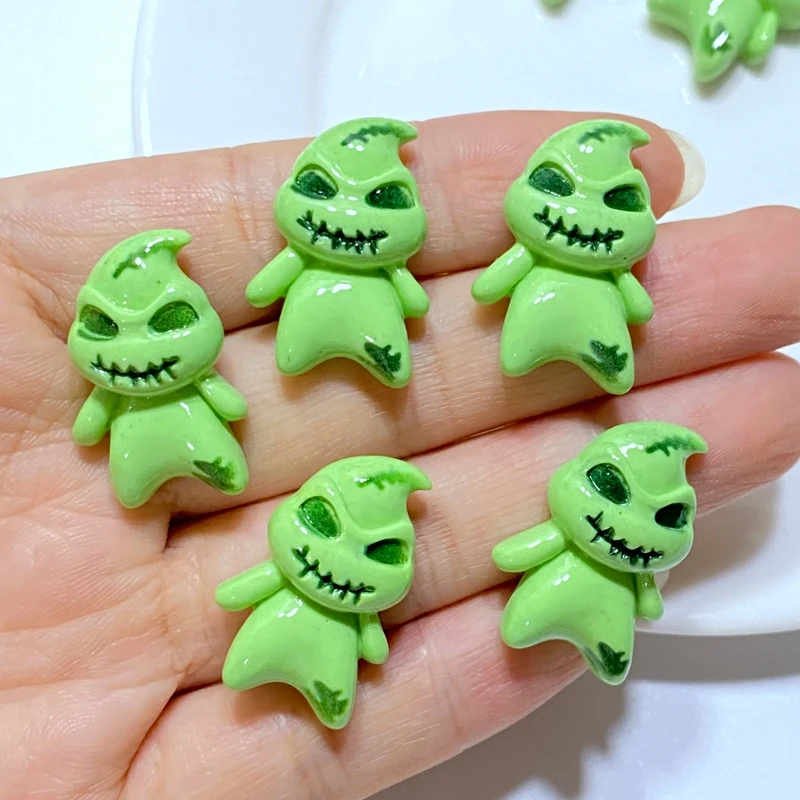 

Resin Green Ghost Flatback Cabochon Stone Figurines Appliques Home Decor Crafts 10Pcs DIY Christmas Halloween Scrapbook