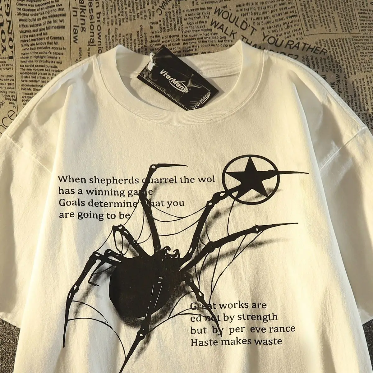 

American retro street spider cotton short sleeved t-shirt men summer loose European and American tide oversize couple y2k tops