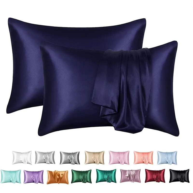 High End Silky Queen Pillowcases Soft Skin-friendly Smooth Pillow Cases Luxury Solid King Size Pillowcase Home Satin Pillowcases 3