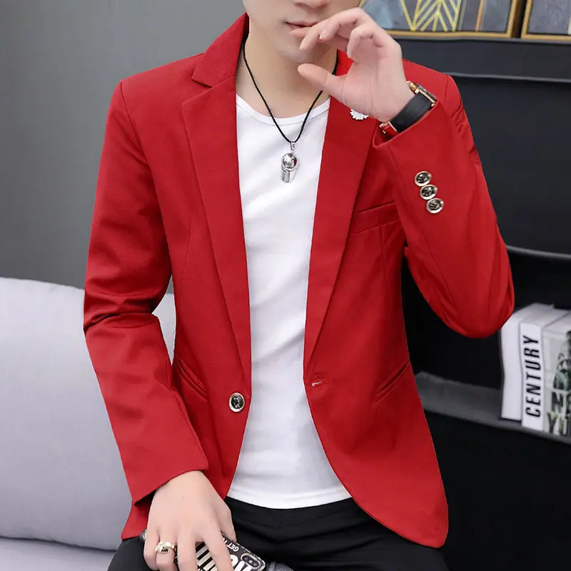 H37 Korean style casual suits for men, slim fit formal suits for grooms