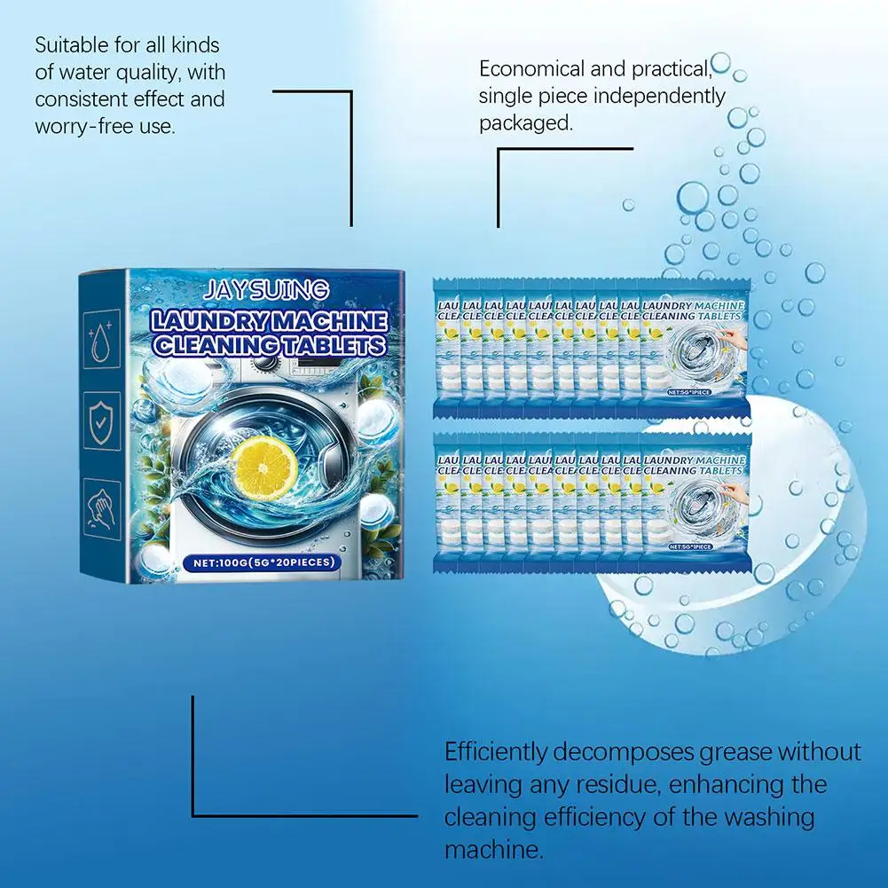 Washing Machine Cleaner Deep Cleaning Formulas Tablets For Front Top Load Washing Machines Contamination effervescent table F7I3