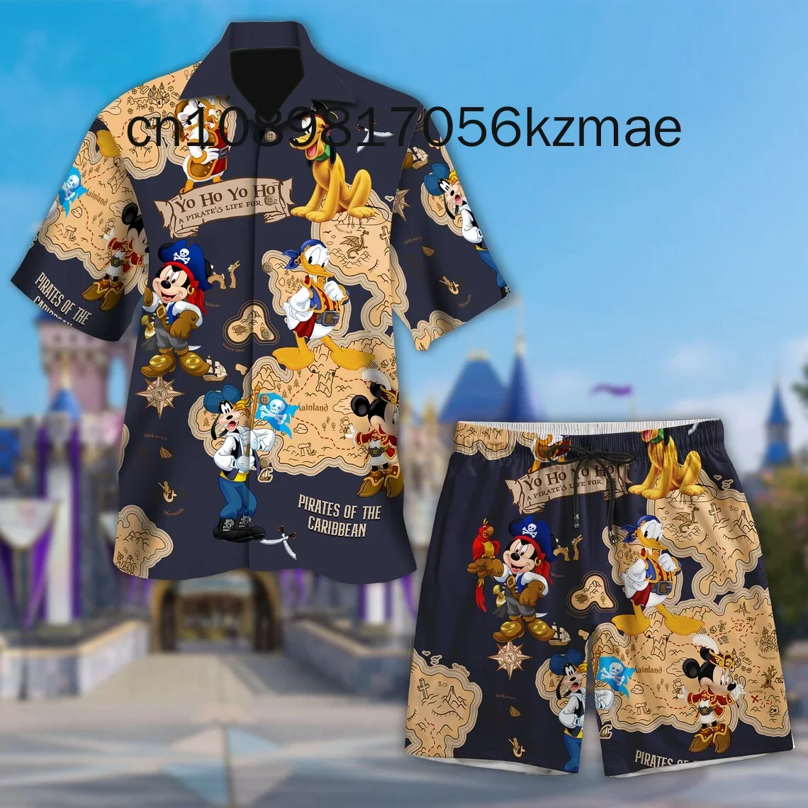 Mickey And Friends Cruise Hawaiian Shirt Shorts Set Casual Beach Short Sleeve Set Disney Beach Shorts Retro Button Shirt 3