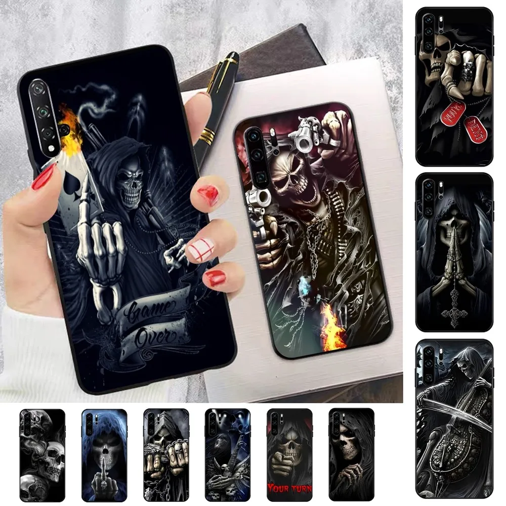 

Grim Reaper Skull Skeleton Phone Case For Huawei P 8 9 10 20 30 40 50 Pro Lite Psmart Honor 10 lite 70 Mate 20lite