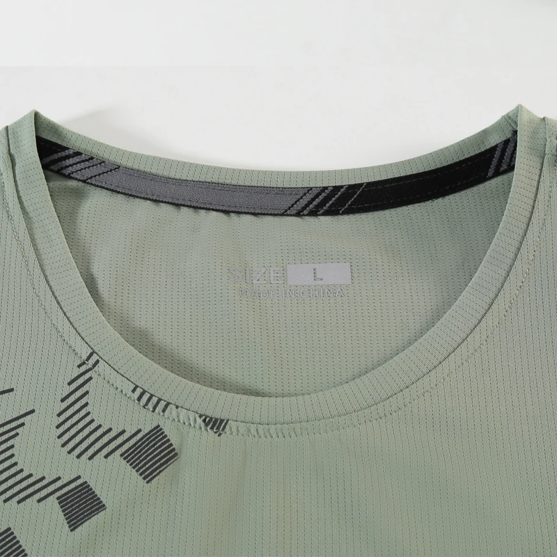 Men Quick Dry Shirts O Neck Fashion Print Nylon Fitness Training Breathable Short Sleeves Summer Running Causal Workout Tees 5