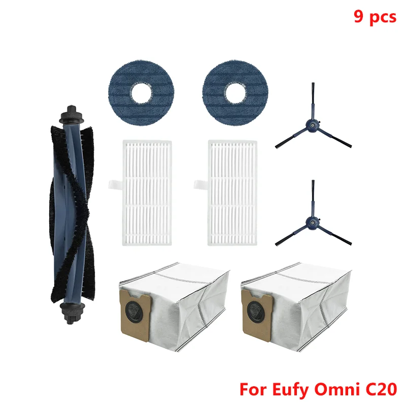 Kit De Repuesto Para Robot Aspirador Eufy Omni C20 - 1 Cepillo Principal + 4 Almohadillas De Mopa + 6 Cepillos Laterales + 4 Filtros HEPA + 3 Bolsas