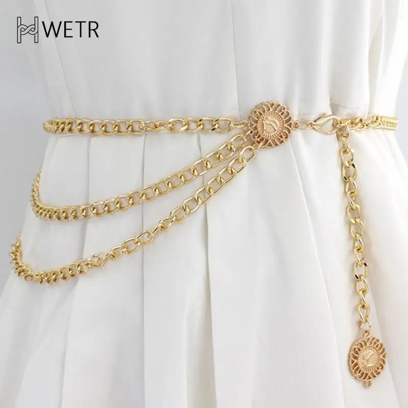 

Metal Waist Chain Multilayer Waist Belt Dress Adjustable Decorative Waist Belt