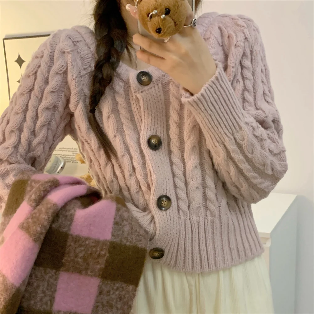 

Elegant OL Knitted Coats 2023 Women Cardigans All Match Solid Chic Full Sleeve Gentle Sweet New Office Lady Sweaters