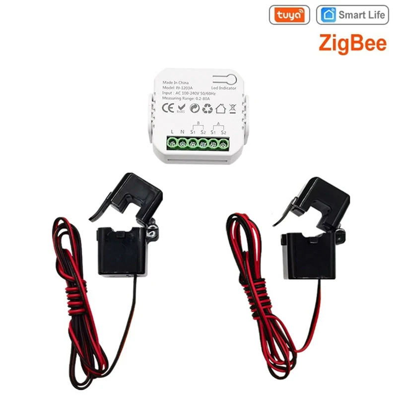 Tuya Zigbee 스마트 에너지 스위치 전력 모니터, 앱 실시간 전력 통계, 소비 조회, 1CT