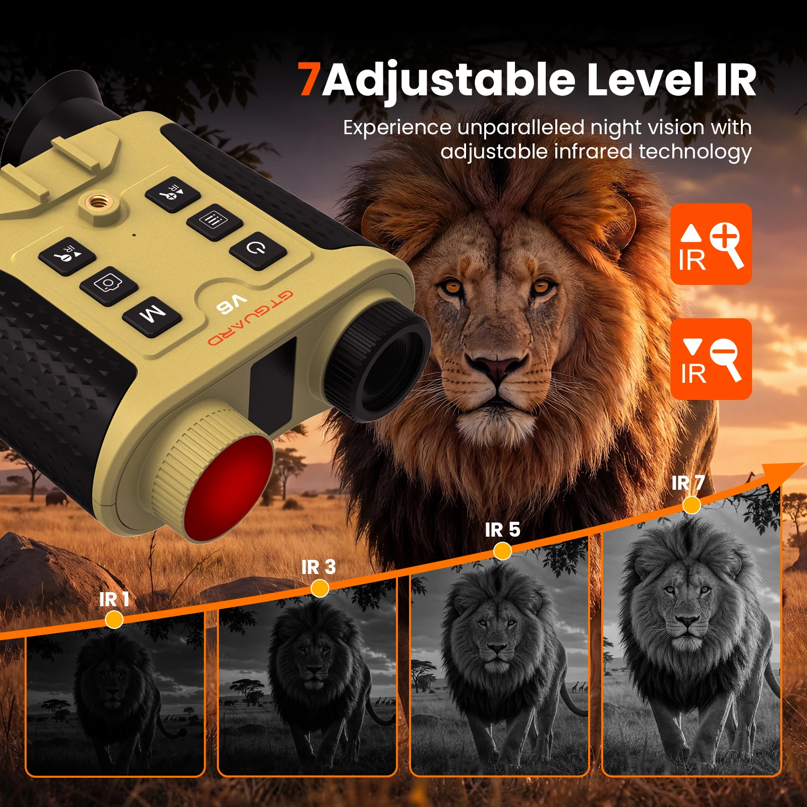 【】GTGUARD V6 나이트 비전 고글 4K 300m 나이트 비전 쌍안경 IR 나이트 비전 스코프 카메라 8X 디지털 줌 망원경