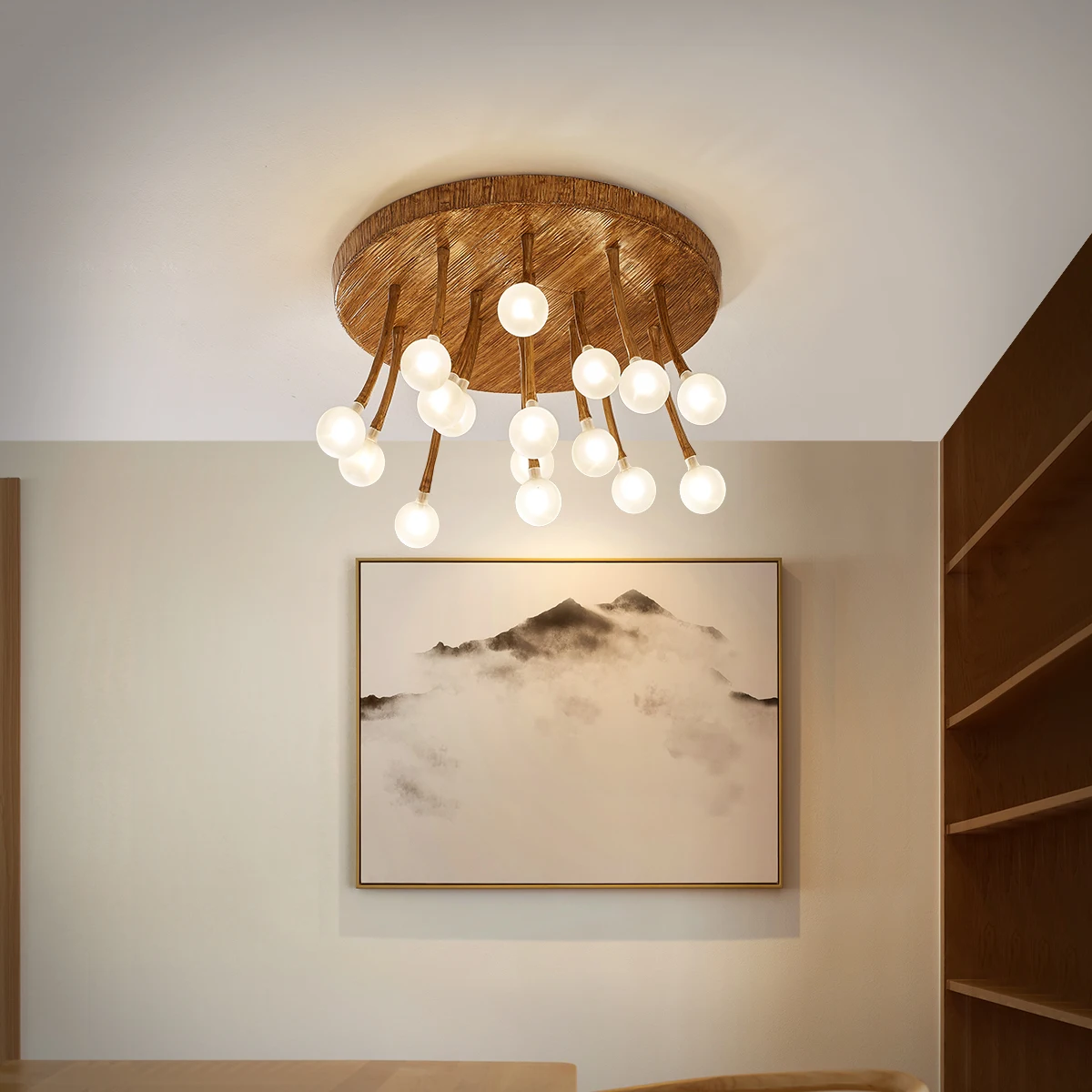 

Zen magic beans molecular ceiling lamp restaurant bedroom online celebrity creative branches Chinese Nordic Japanese silent wind