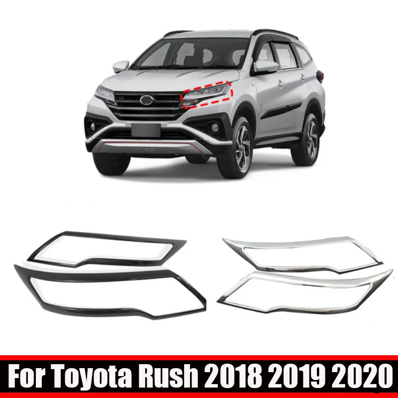 

For Toyota Rush 2018 2019 2020 carbon Chrome Front Head Light Cover Car Front Headlight Lamp Covers Molding Trims Accessories