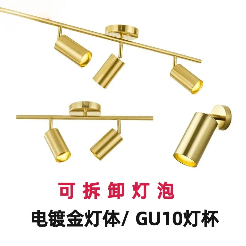 Living Room Lighting Modern Simple Led Spotlight Gold Track Brass Cloakroom Room Background Wall Ceiling Light
