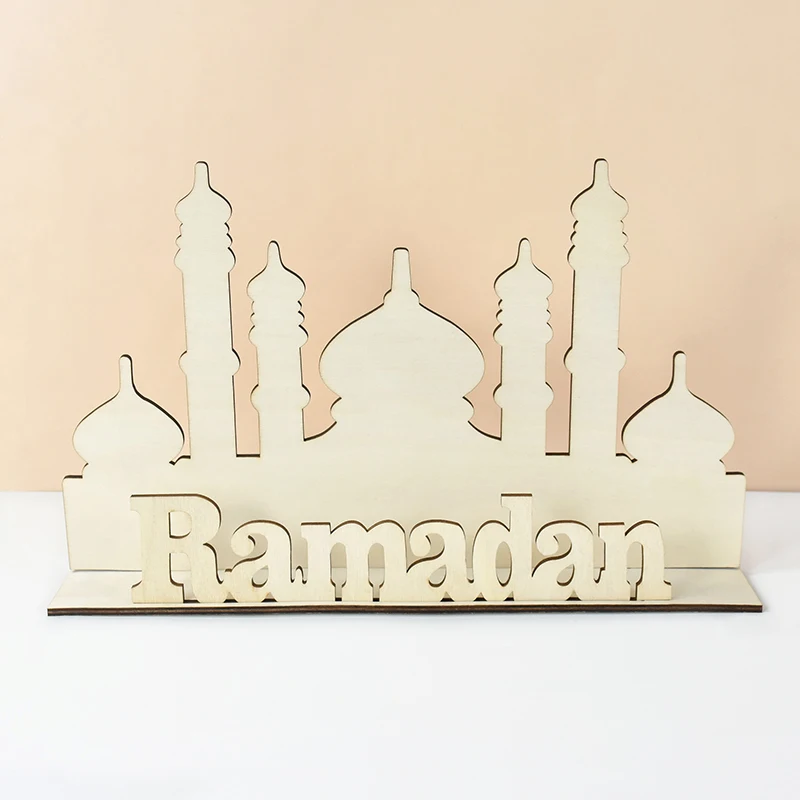 Holz Eid Mubarak Dekoration Ramadan Kareem Mond Moschee Form Holz Handwerk  Tisch Ornamnets Islamischen Muslimischen Partei Eid Al Adha Geschenke