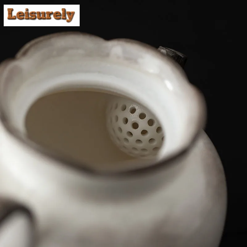 160ML Ink Painting Zhiye Roasting Flower Mouth Teapot Japanese Tea Infuser Pot Tea Brewing Kettle With Ball Hole Cha Gift Craft
