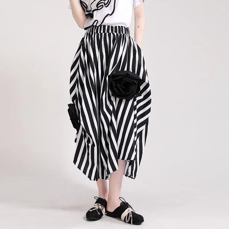 2024 Chic Mall Goth High Waist Black Double Layers Irregular Stitch Temperament Half-body Skirt Women Fashion New Spring Autumn