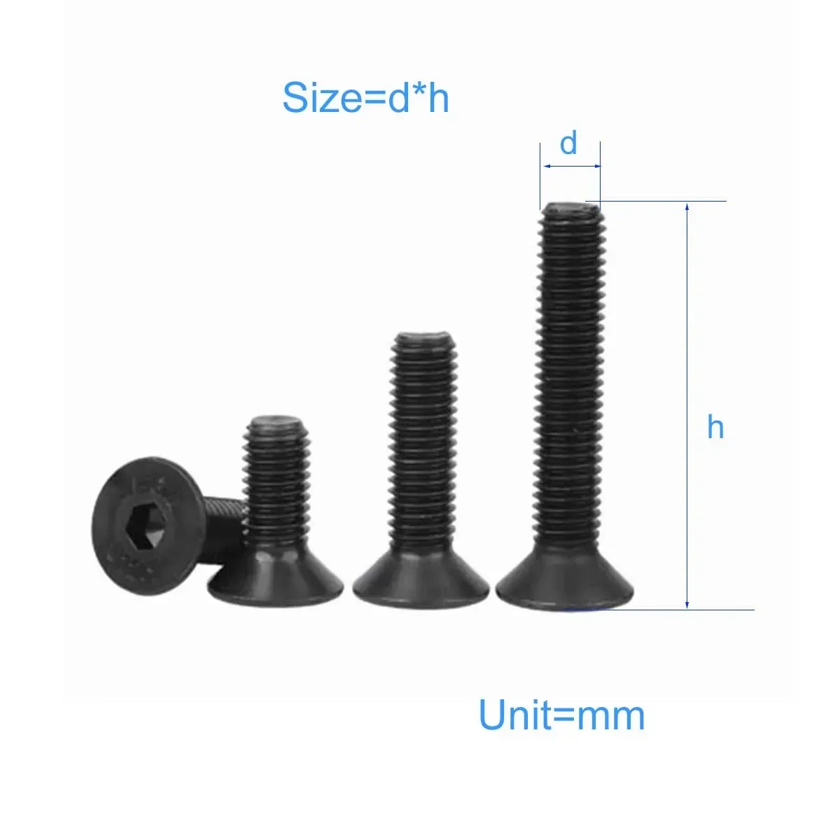 

12.9 Grade Iron Black High-Strength Countersunk Head Hexagonal Screws M1.6M2M2.5M3