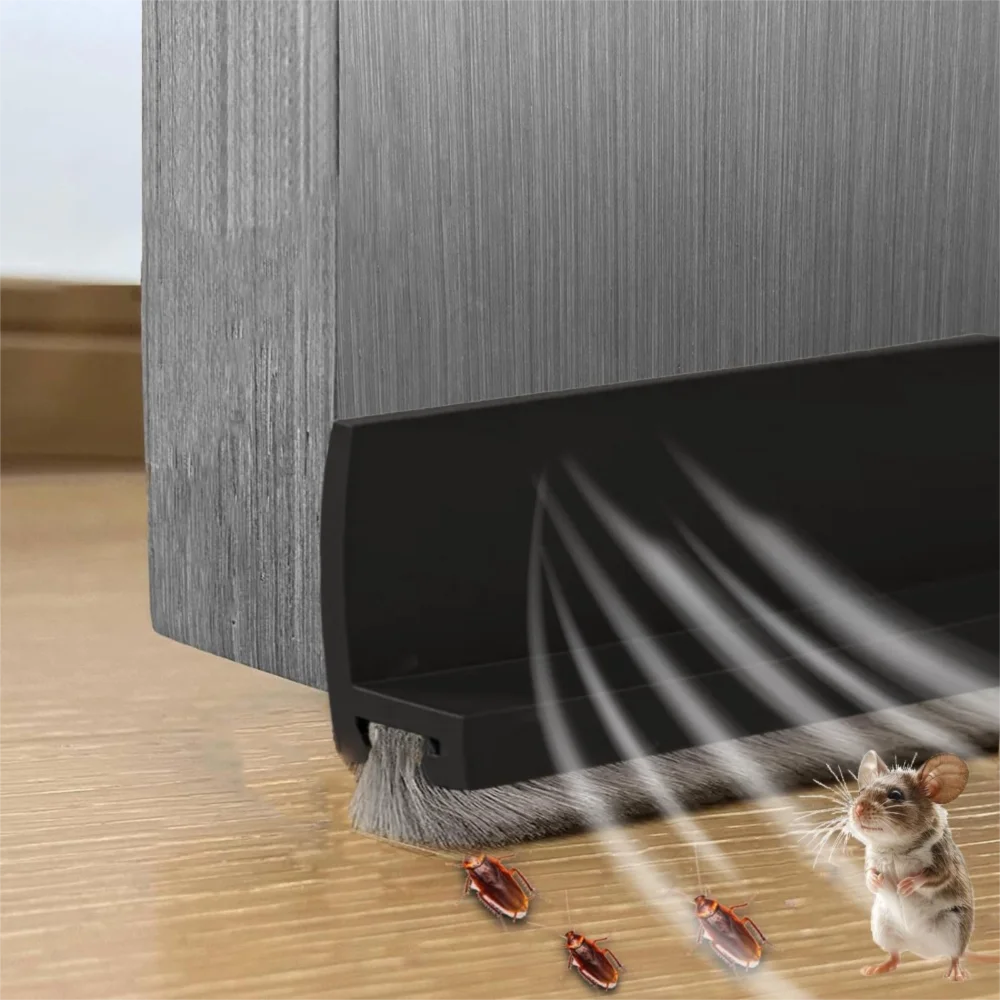 Premium Soundproof PVC Door Draft Stopper with Self-Adhesive Brush Design - 100cm Weatherproof Sealing Strip