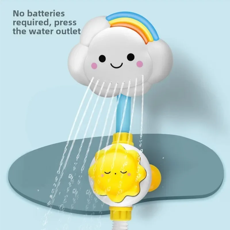 Baby Cartoon Cloud Classic Shower Bath Toy Press Button Sprinkle Bathroom Swimming Bathing Shower Educational Toys For Kid Gift 6