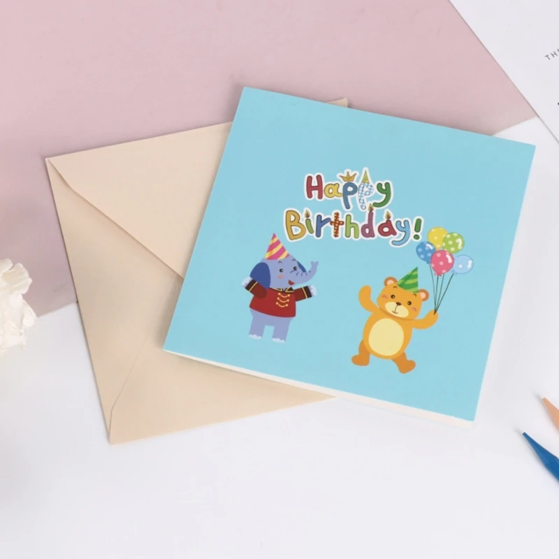 3D Pop up Cake Birthday Greeting Card Surprise Mysterious Cards for Children Present New Year Blessing Supplies