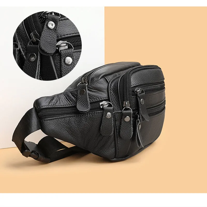 Homme Sac Banane Véritable Cuir Ceinture Vita Sac D'Épaule Voyage Casual Vintage